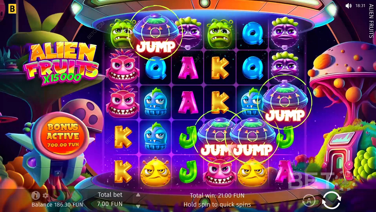 BGaming द्वारा Alien Fruits में बोनस सुविधाओं की व्याख्या