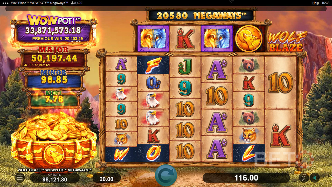 Wolf Blaze WOWPOT! Megaways फ्री खेलें
