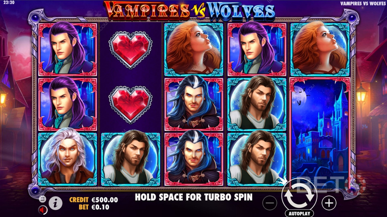 Vampires vs Wolves में पांच-रील तीन-पंक्ति संरचना