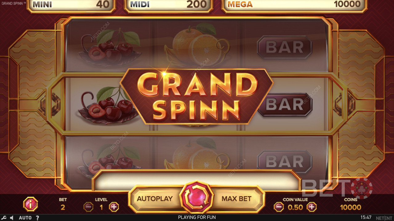 Grand Spinn Superpot की क्लासिक होमस्क्रीन