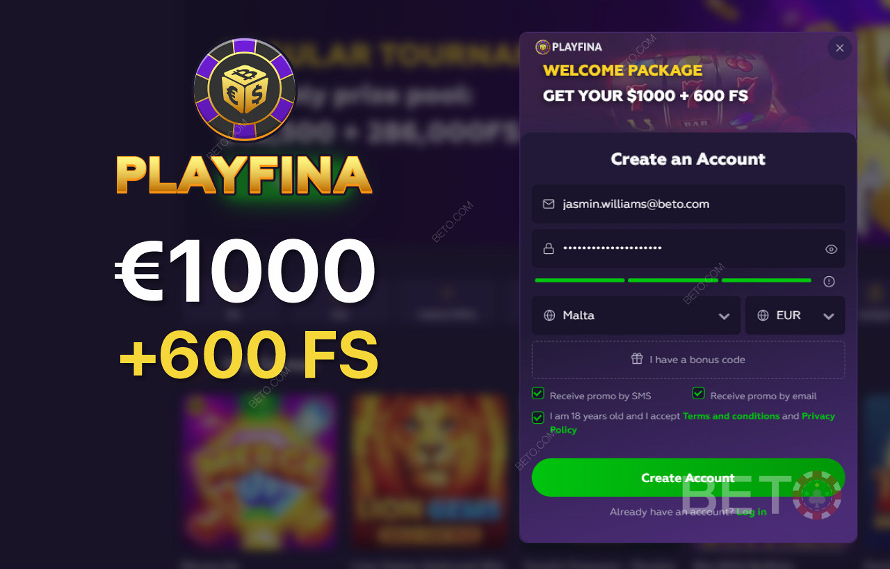 Playfina पंजीकरण प्रक्रिया आसान है