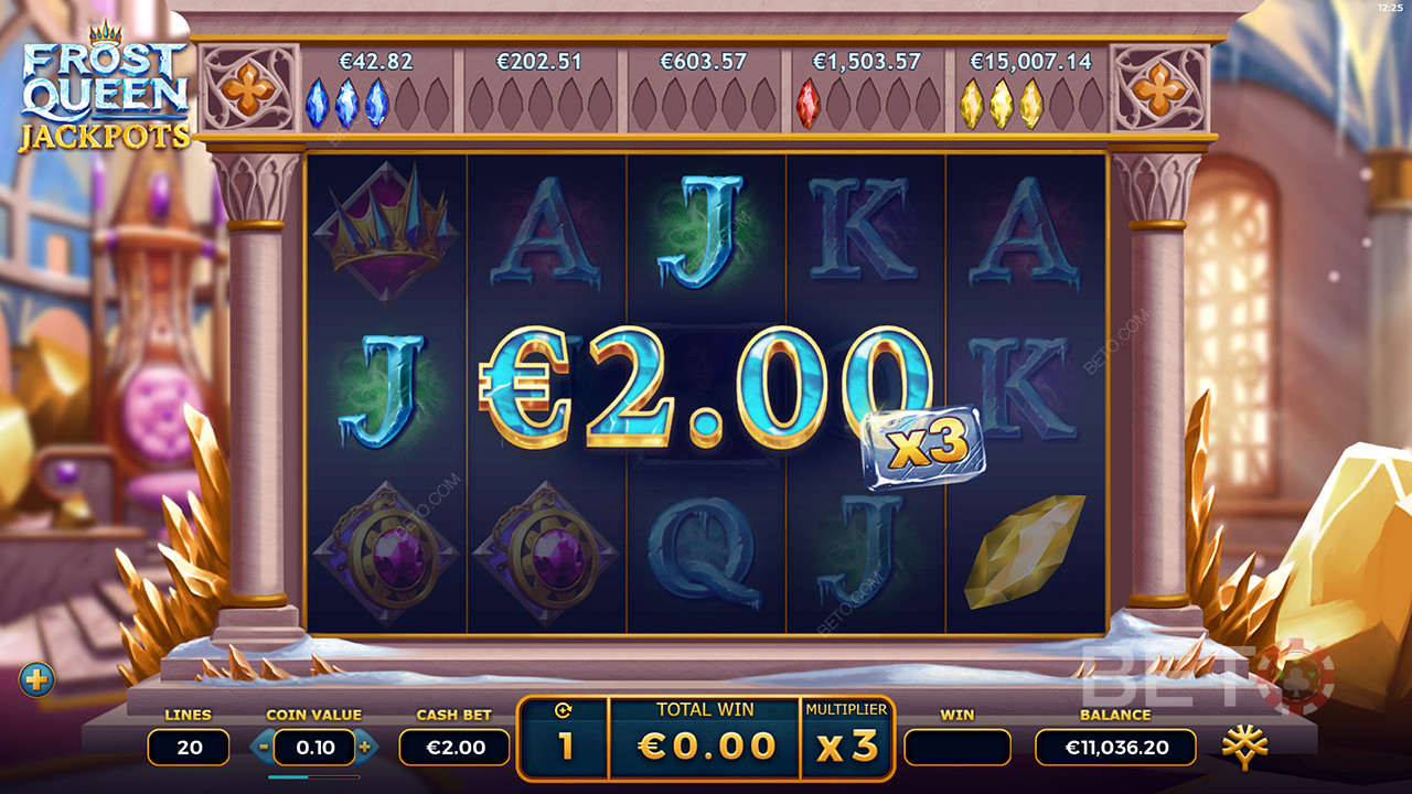 Frost Queen Jackpots में जैकपॉट फ्री स्पिन्स विशेष सुविधा