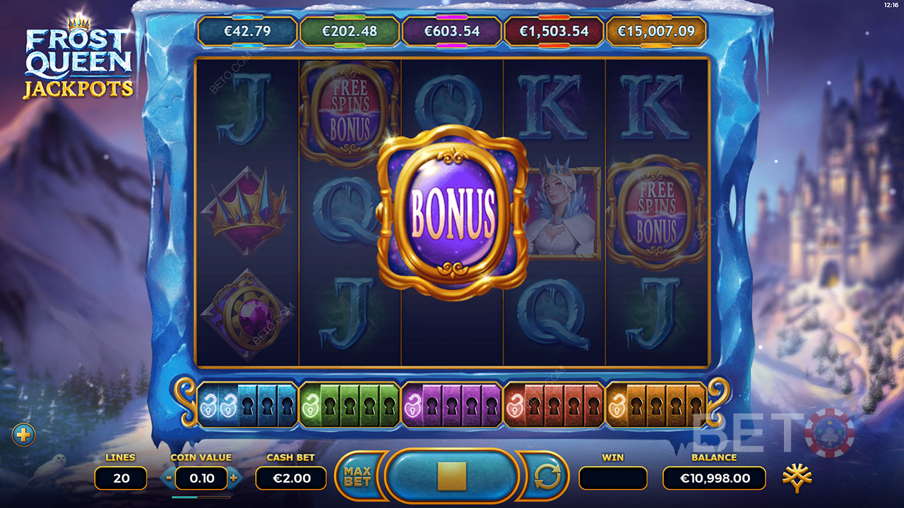 Frost Queen Jackpots में बोनस प्रतीक प्राप्त करना