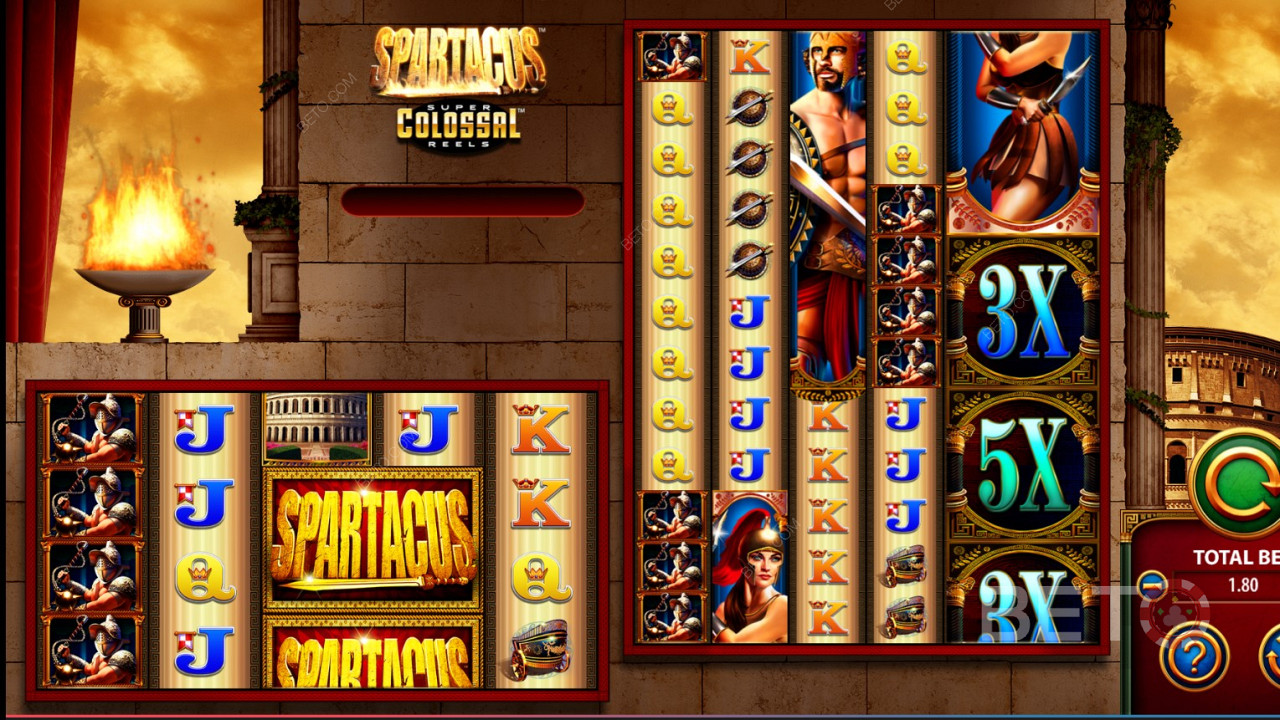 Spartacus Super Colossal Reels में सुपर स्पार्टाकस मेगा वाइल्ड्स