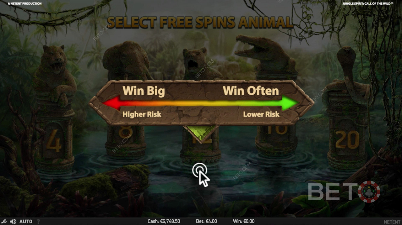Jungle Spirit: Call of the Wild में फ्री स्पिन के दौरान जानवर चुनें