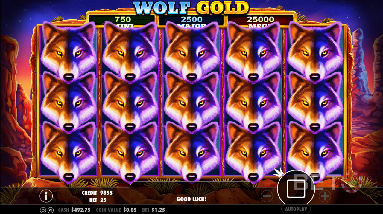 Wolf Gold स्कैटर प्रतीक फ्री स्पिन राउंड को ट्रिगर करता है