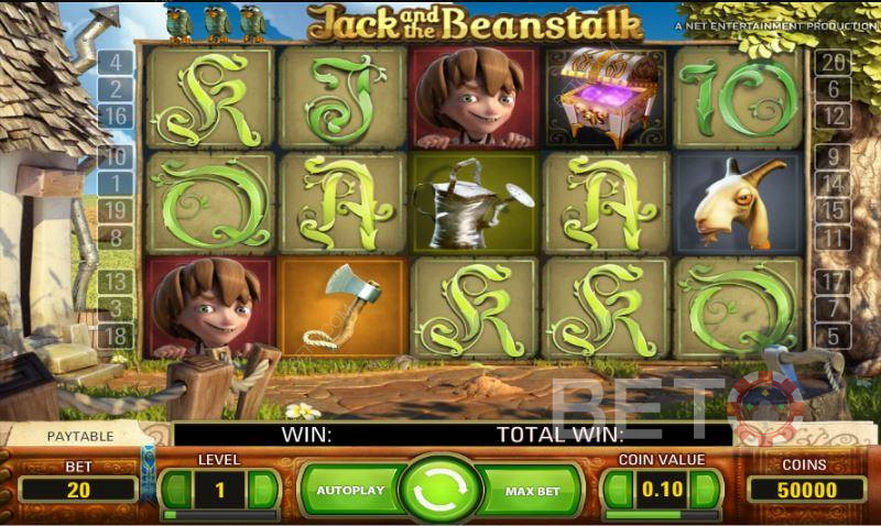 Jack and the Beanstalk में विभिन्न नियमित कम भुगतान वाले प्रतीक