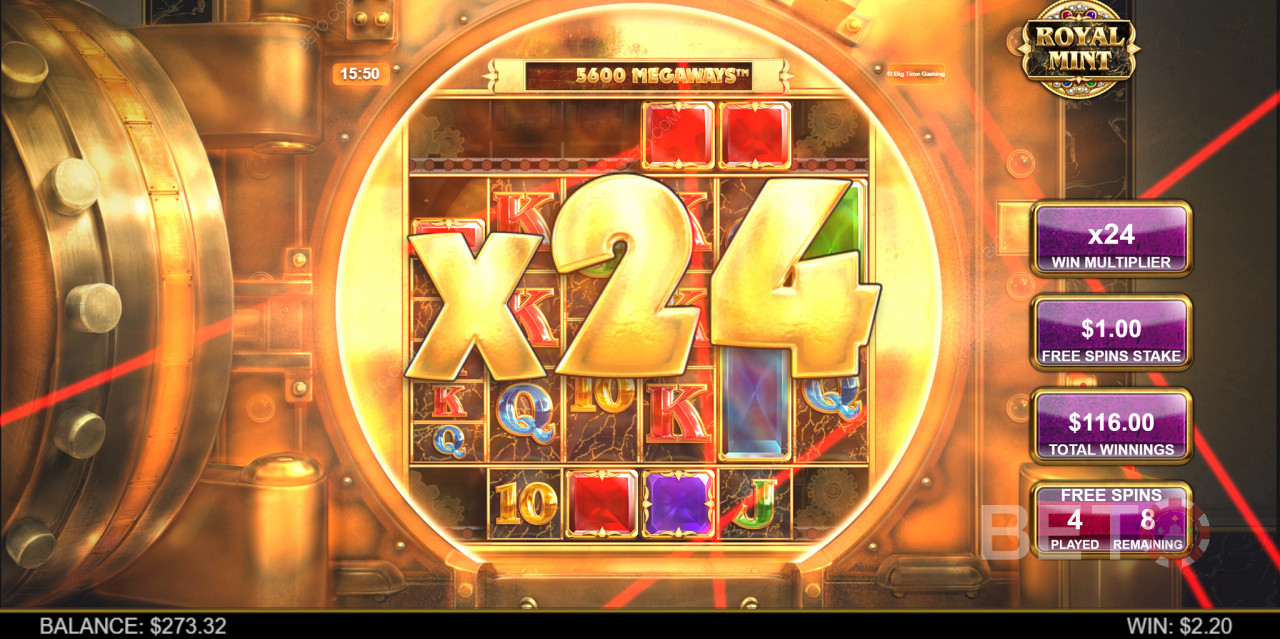 Royal Mint Megaways में फ्री स्पिन्स में बड़ी जीत