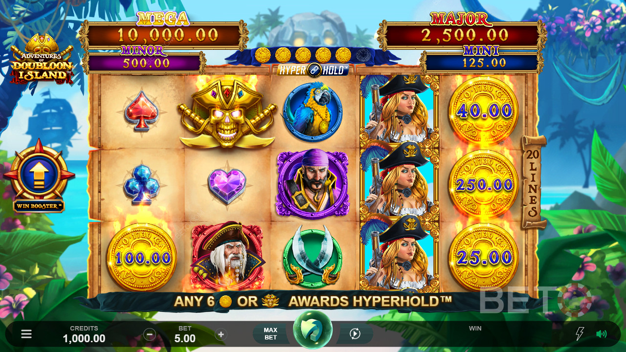 96.01% RTP और 4,237x बेट के जैकपॉट के साथ Adventures Of Doubloon Island