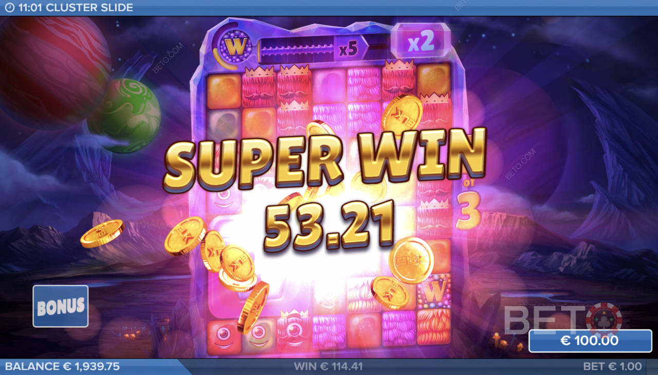 Cluster Slide स्लॉट आपको एक इमर्सिव इंजन और उच्च गुणवत्ता वाली कलाकृति प्रदान करता है