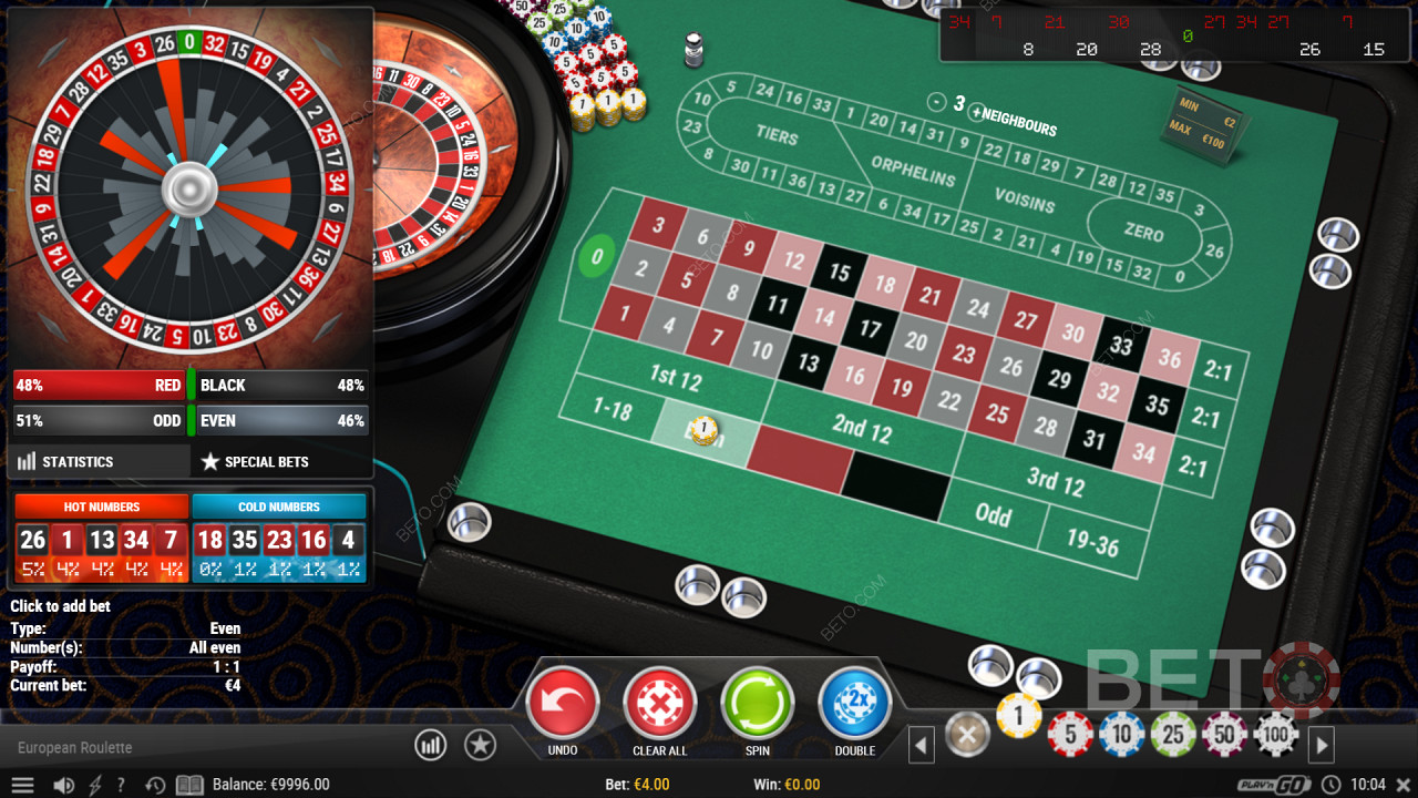 European Roulette Pro कैसीनो गेम में आँकड़े देखें