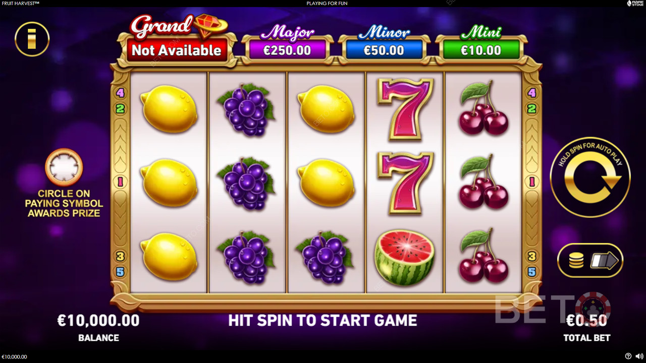 फ्रूट हार्वेस्ट वीडियो स्लॉट में अपनी शर्त का 1,250 गुना जीतें!