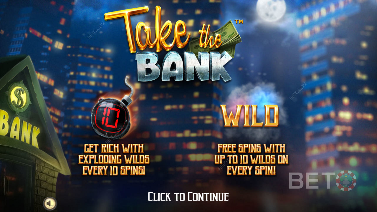 Take The Bank - गेट रिच का इंट्रो स्क्रीन विस्फोटक वाइल्ड्स के साथ