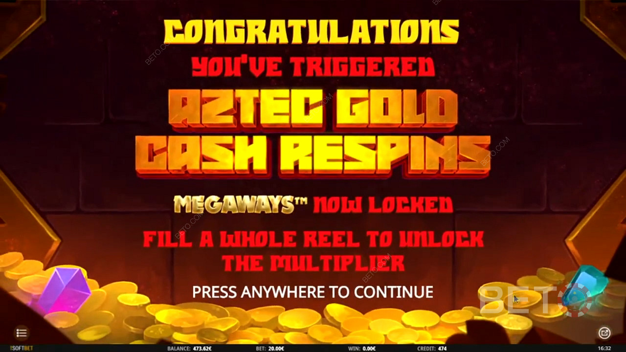 Aztec Gold Megaways में एज़्टेक गोल्ड कैश रीस्पिन्स