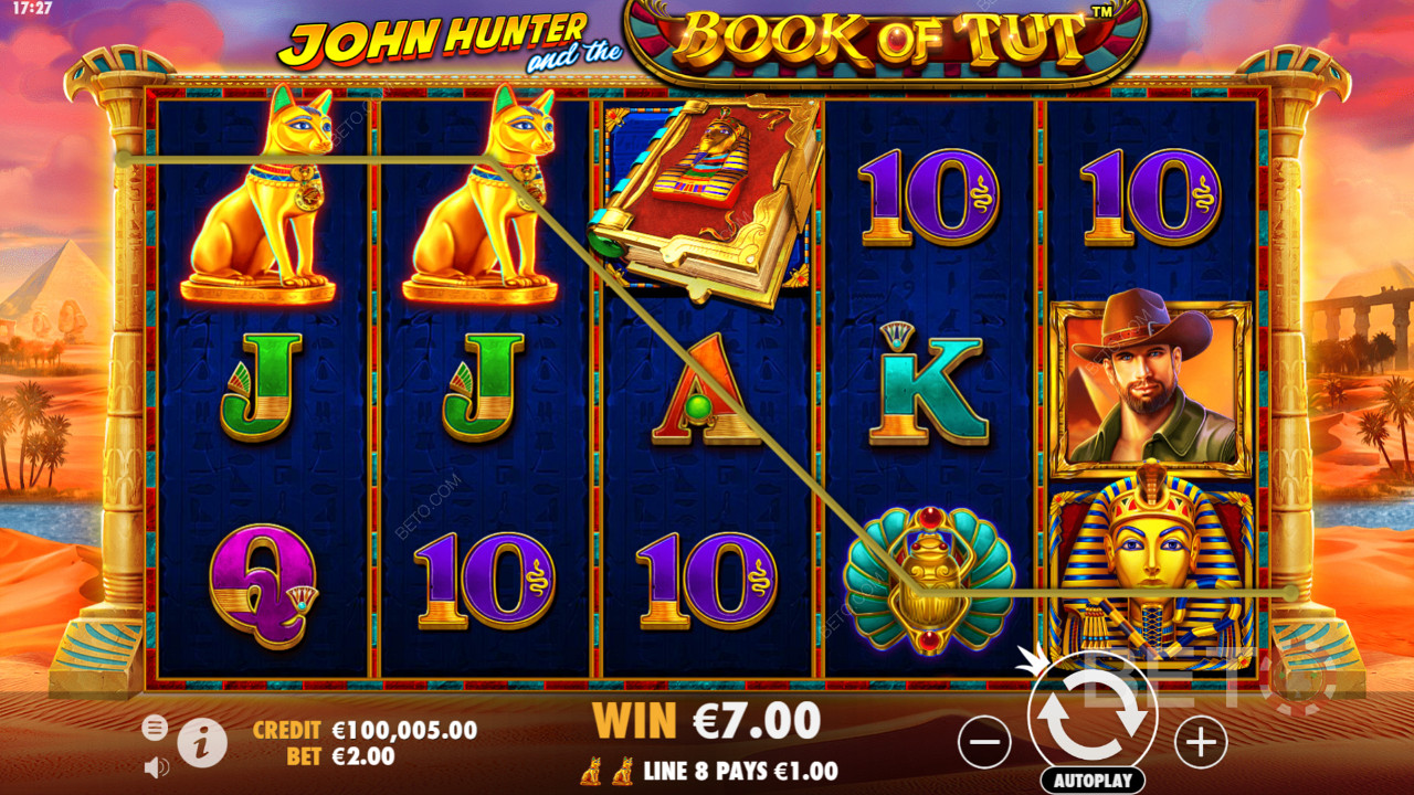 John Hunter And The Book Of Tut में कूल थीम आधारित प्रतीक