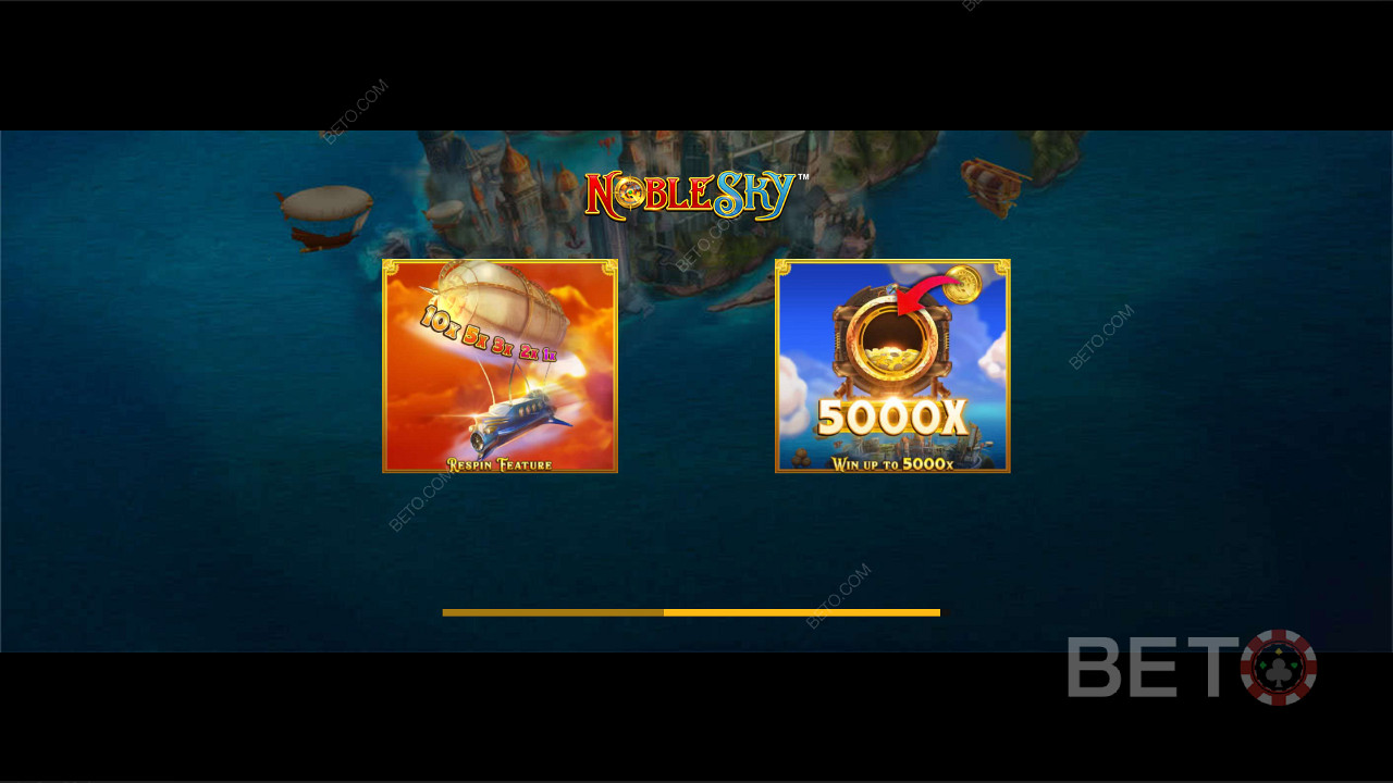 Noble Sky स्लॉट मशीन में 5,000x की अधिकतम जीत प्राप्त करें