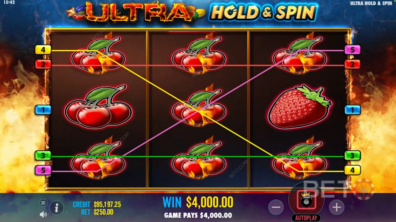 Ultra Hold and Spin में 5 अलग-अलग पेलाइन