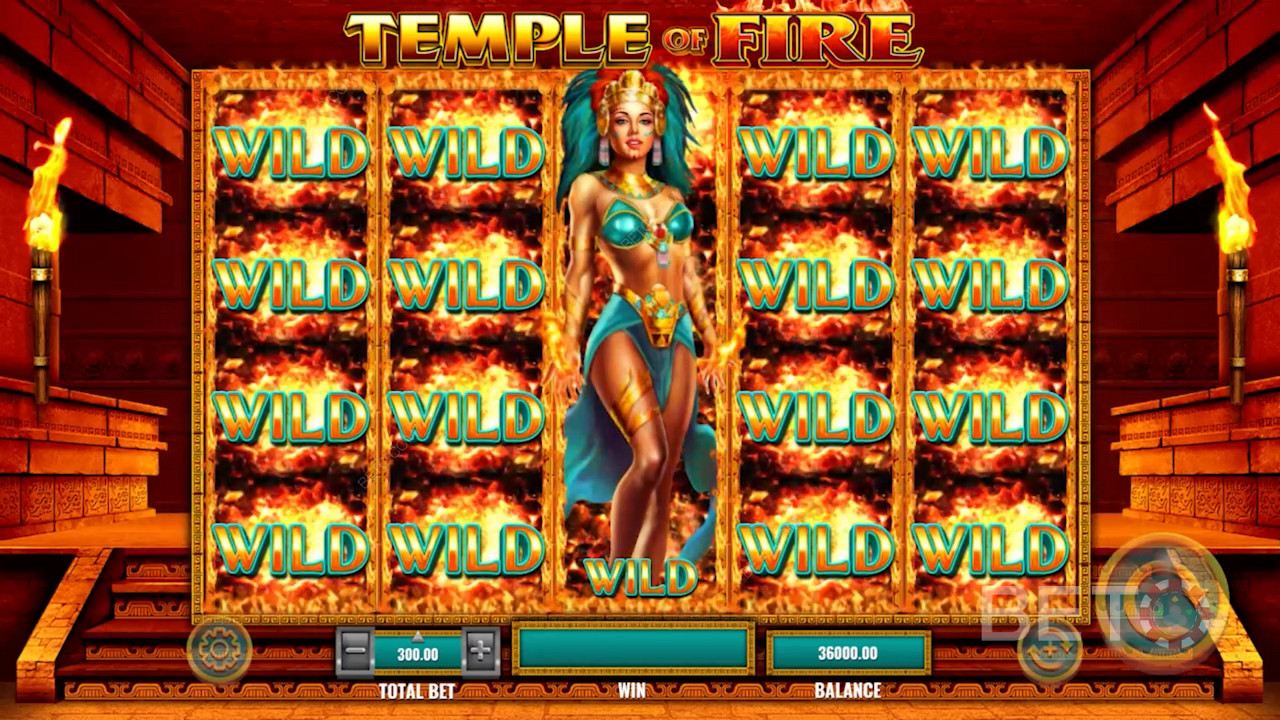 Temple of Fire वीडियो स्लॉट में विस्तारित वाइल्ड की शक्ति