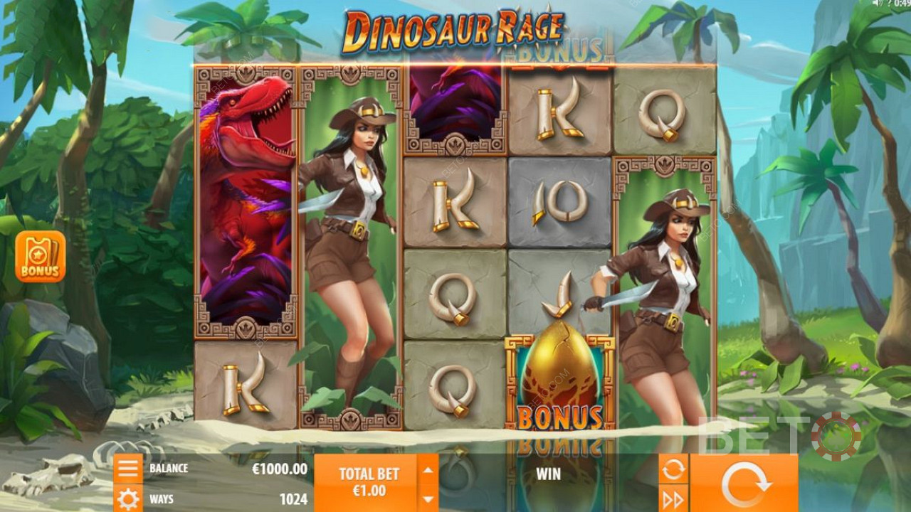 Dinosaur Rage की 5x4 ग्रिड संरचना