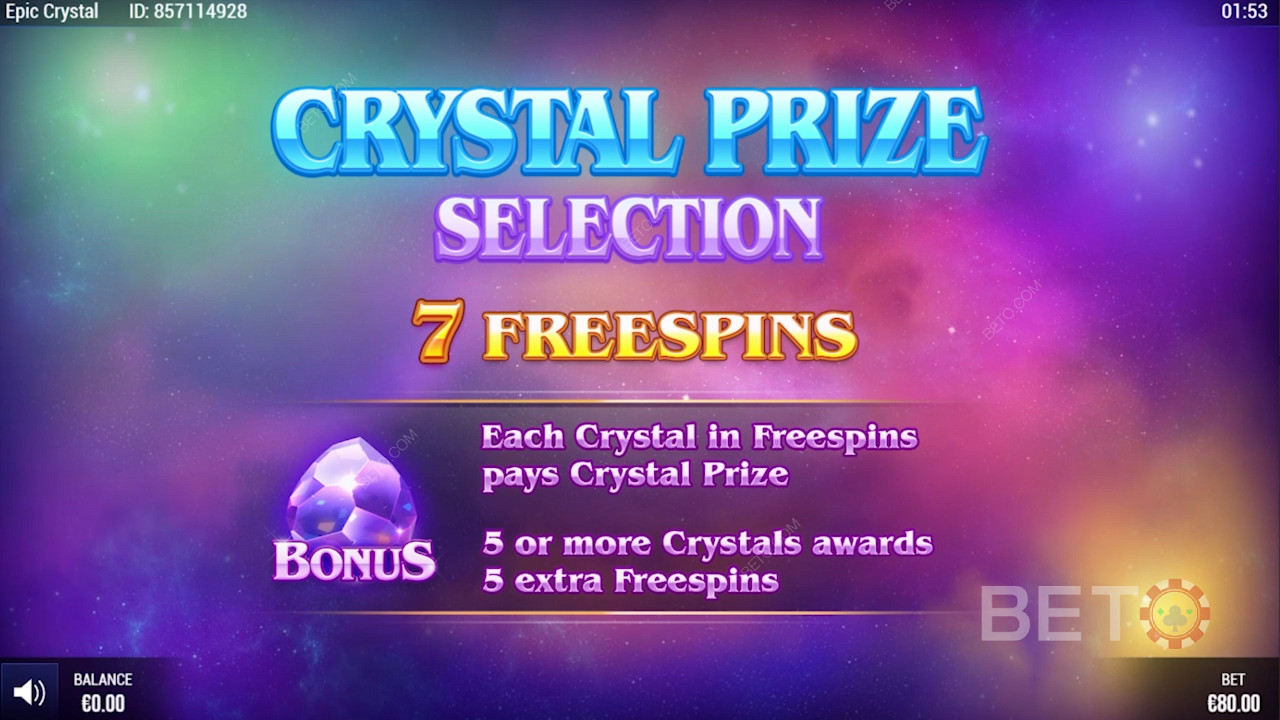 Epic Crystal के विशेष मुफ्त स्पिन