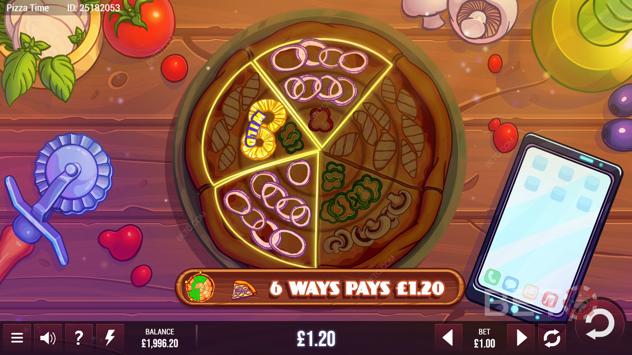 Pizza Time की विभिन्न भुगतान लाइनें एक गोलाकार प्रारूप में