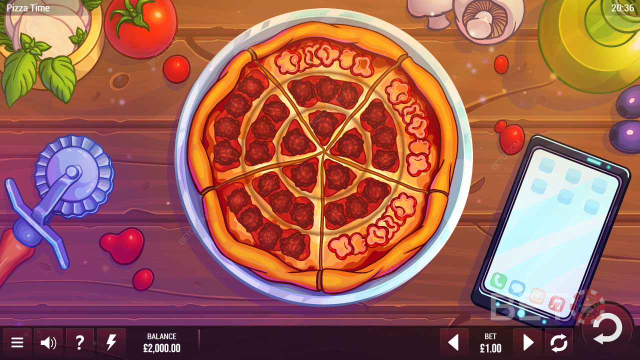 Pizza Time का गोलाकार गेमिंग ग्रिड