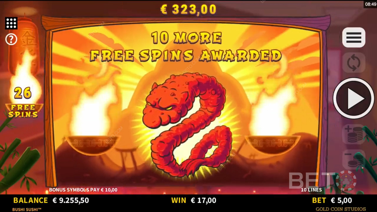 Bushi Sushi में अतिरिक्त मुफ्त स्पिन जीतना
