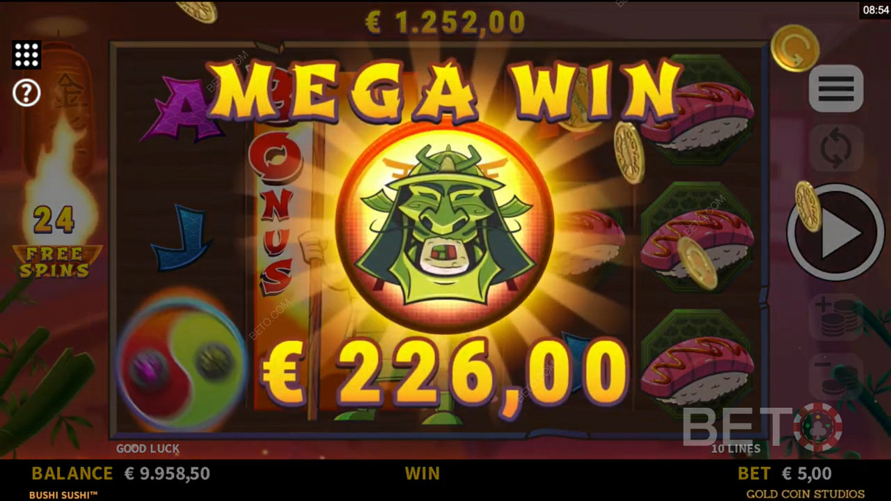Bushi Sushi स्लॉट गेम में मेगा जीत हासिल करें