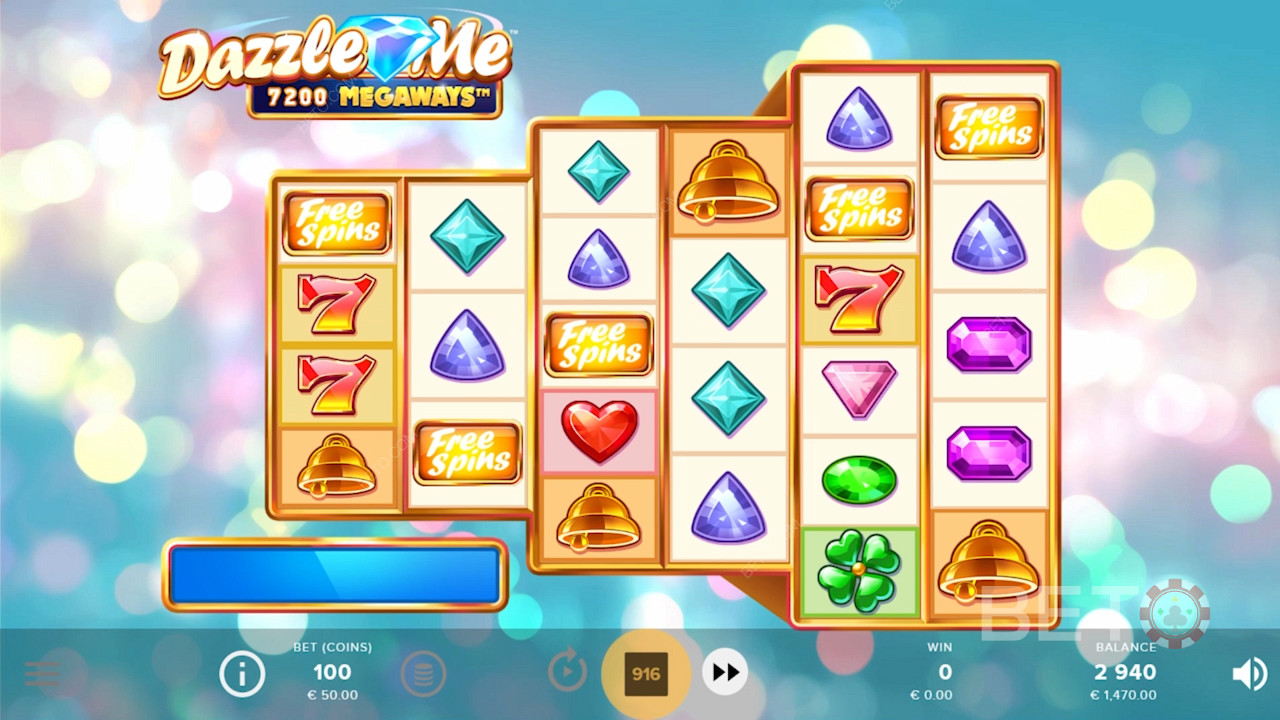 Dazzle Me Megaways का सरल नियंत्रण लेआउट