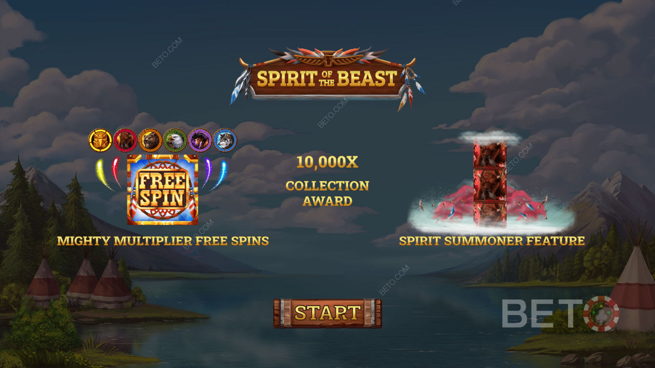 Spirit of the Beast स्लॉट की इंट्रो स्क्रीन