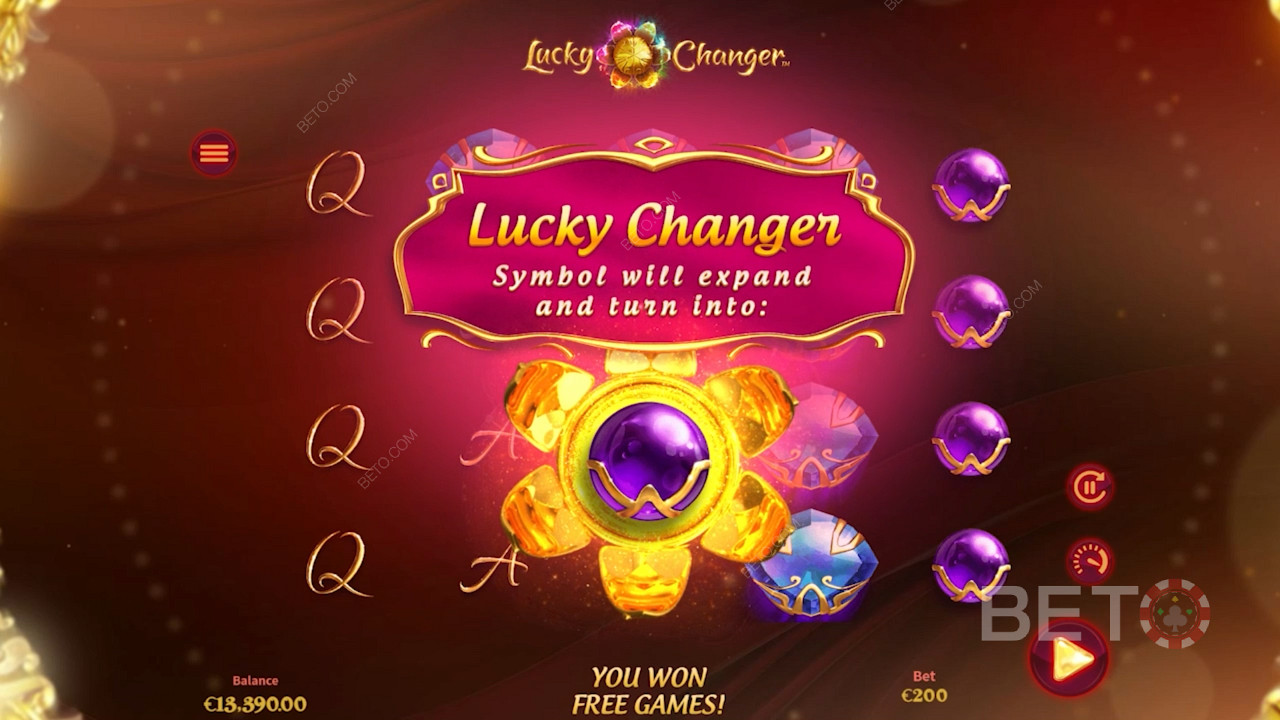 Lucky Changer में फूल का फैलता हुआ प्रतीक