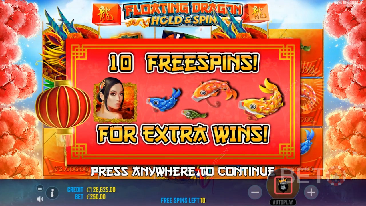 Floating Dragon में मुफ्त स्पिन प्राप्त करना