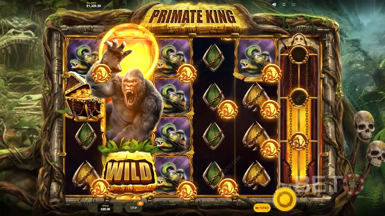 Red Tiger Gaming का Primate King बहुत सारे बेहतरीन बोनस फीचर्स से भरपूर है