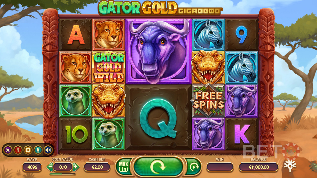 Gator Gold Gigablox के कार्टूनी ग्राफिक्स