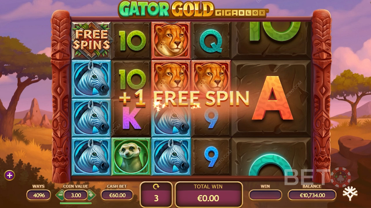 Gator Gold Gigablox में मुफ्त स्पिन जीतें