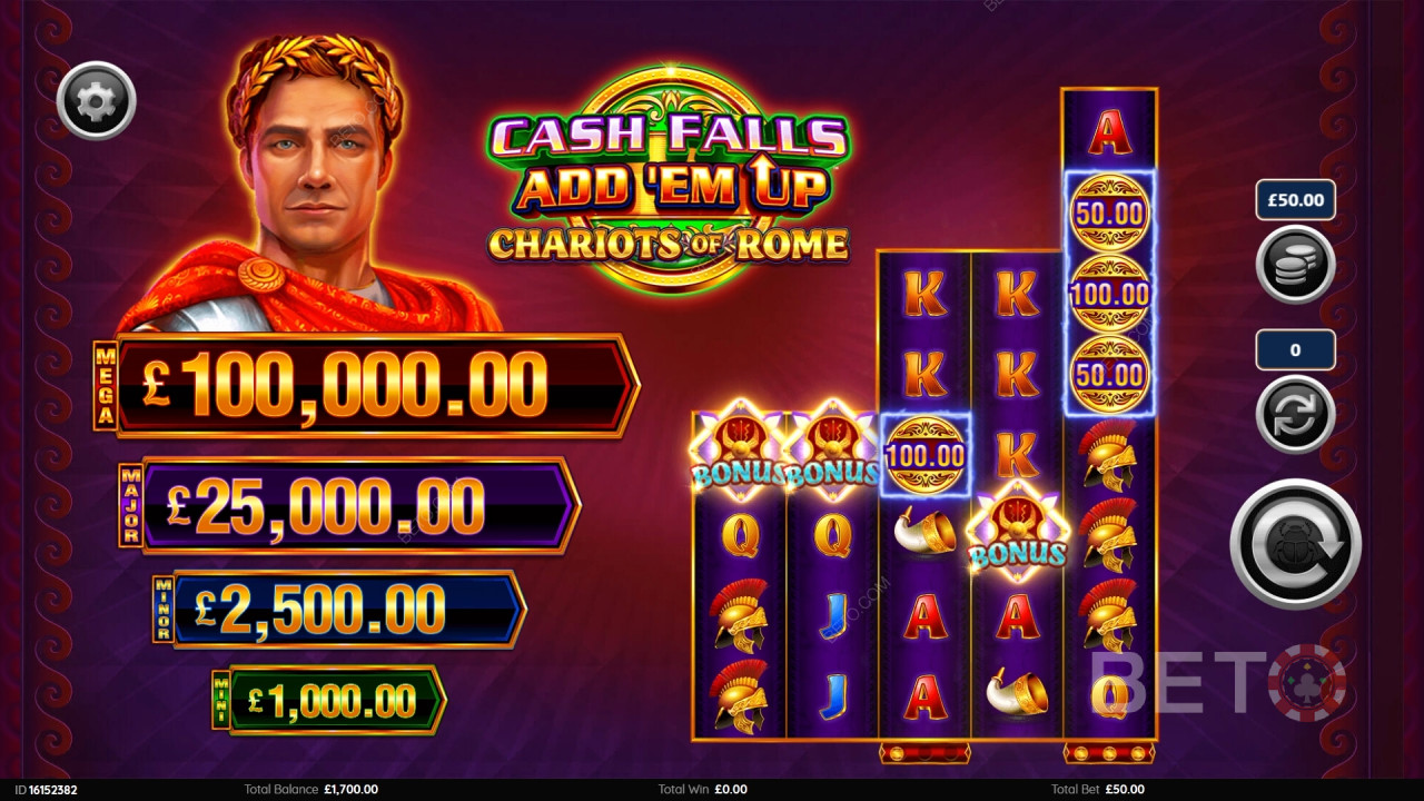 Cash Falls: Add 'Em Up Chariots of Rome फ्री खेलें