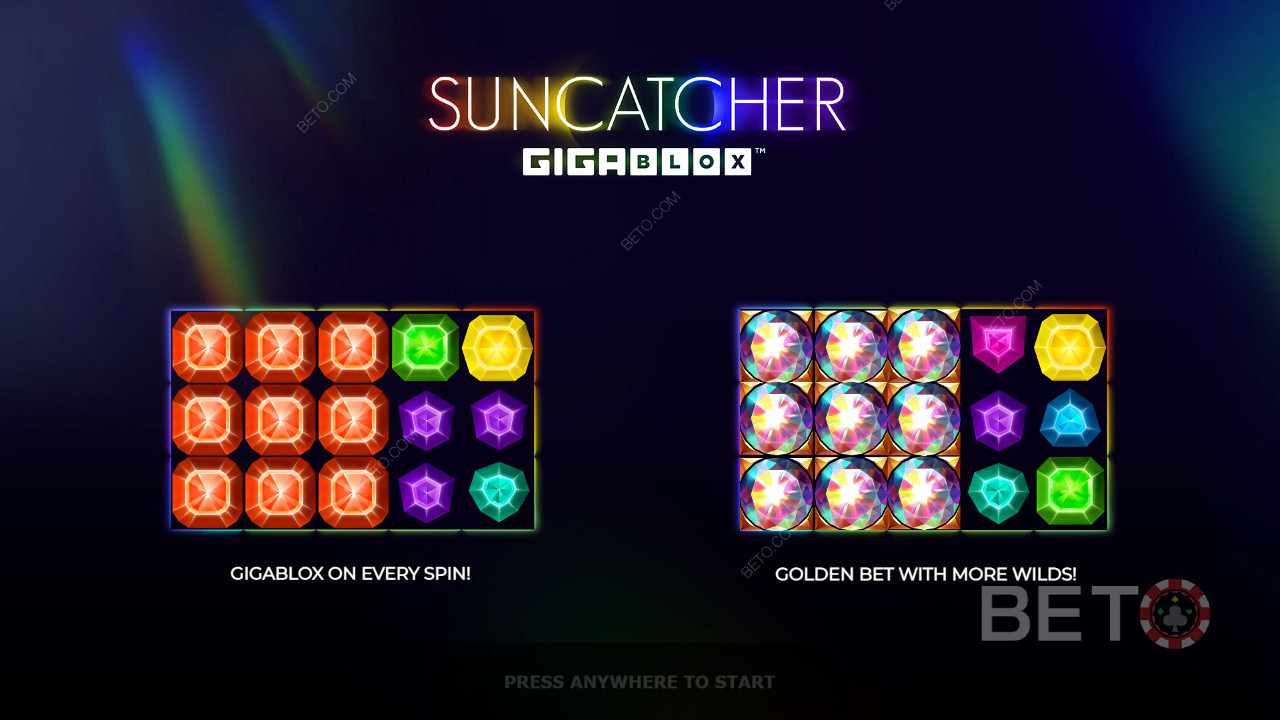 Suncatcher Gigablox के बारे में कुछ जानकारी देने वाली इंट्रो स्क्रीन
