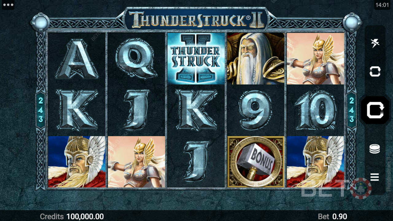 Thunderstruck II में विभिन्न थीम-आधारित प्रतीक