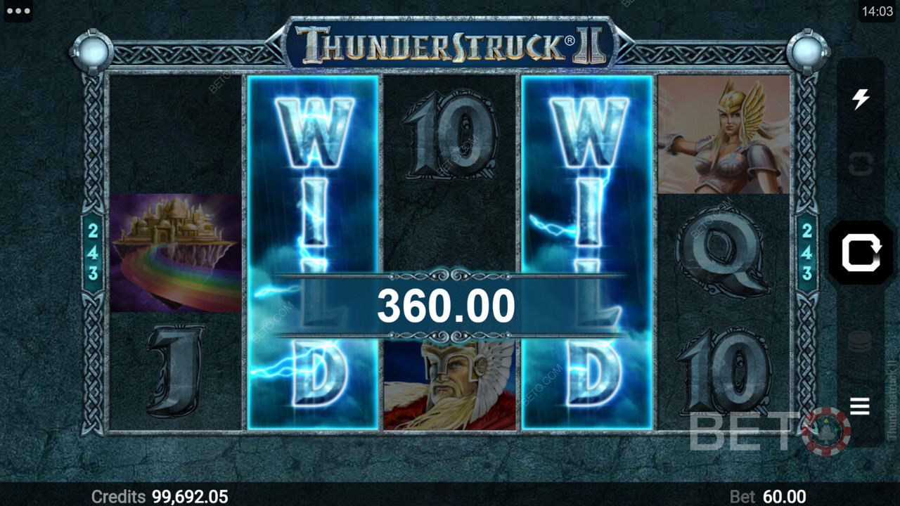 Thunderstruck II स्लॉट में एक अच्छा पुरस्कार जीतना
