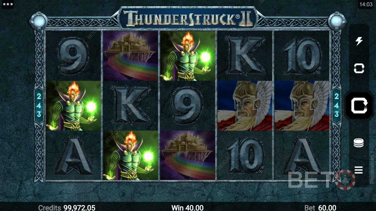 Thunderstruck II में उच्च भुगतान वाले चित्र प्रतीक