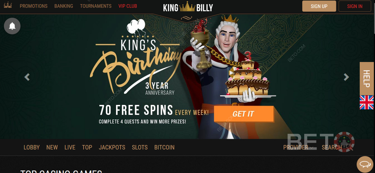 King Billy कैसीनो में विशेष बोनस और मुफ्त स्पिन प्राप्त करें