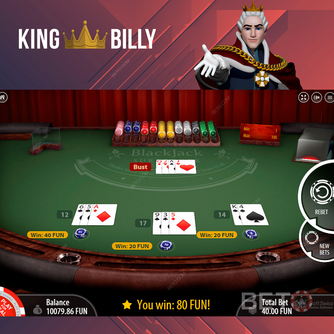 King Billy कैसीनो पर लोकप्रिय टेबल गेम्स का आनंद लें