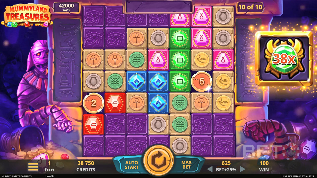 बेलात्रा द्वारा लिखित ममीलैंड ट्रेज़र्स में बोनस सुविधाओं की व्याख्या