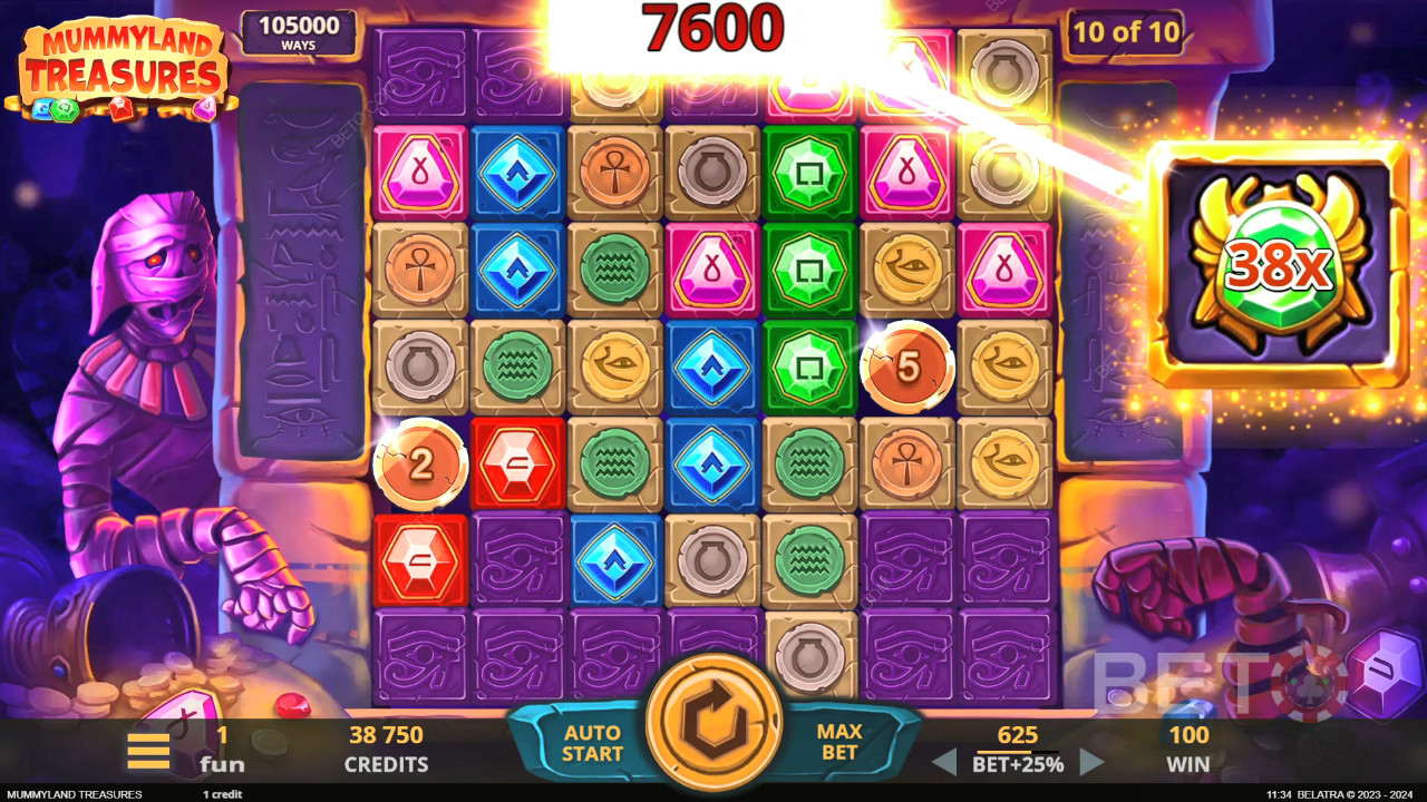 ममीलैंड ट्रेजर्स वीडियो स्लॉट में अपनी शर्त का 25,000 गुना जीतें!