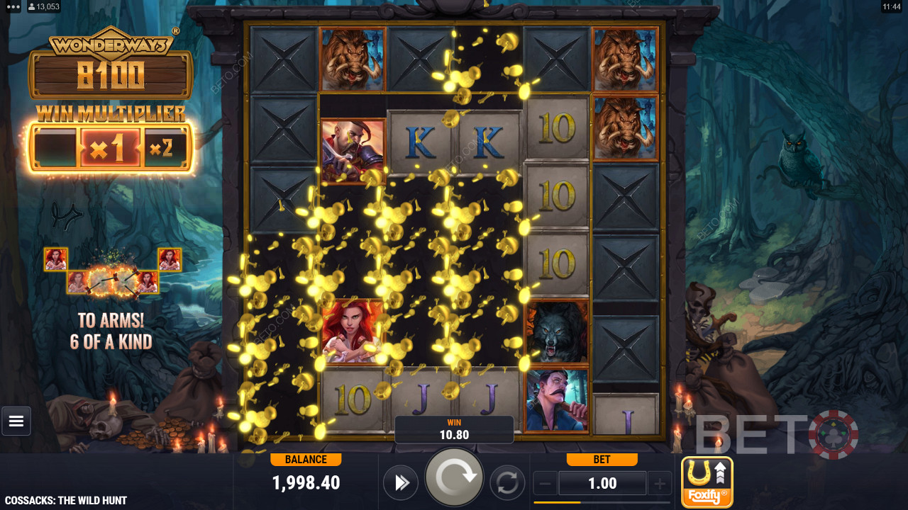 बेस गेम में प्रत्येक क्रमिक कैस्केड के साथ बढ़ने वाले गुणक का आनंद लें