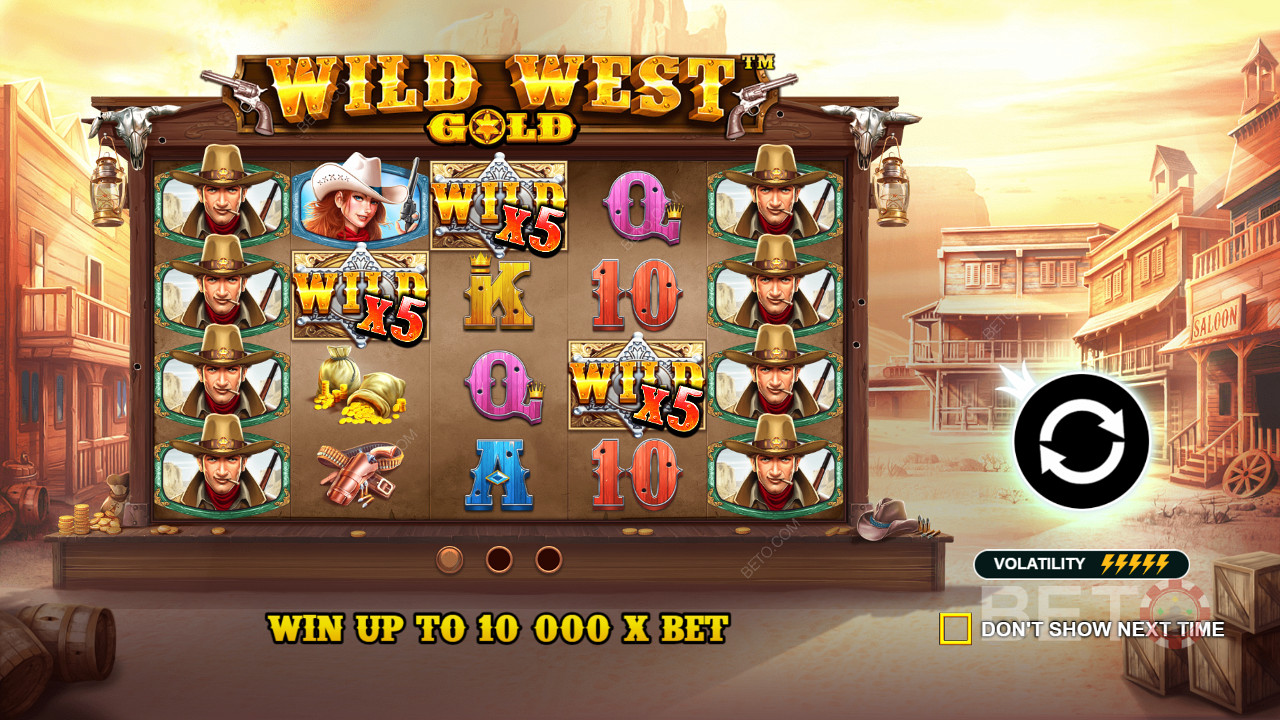 Wild West Gold में पुरस्कृत वाइल्ड प्रतीक भुगतान प्राप्त करने में मदद करते हैं