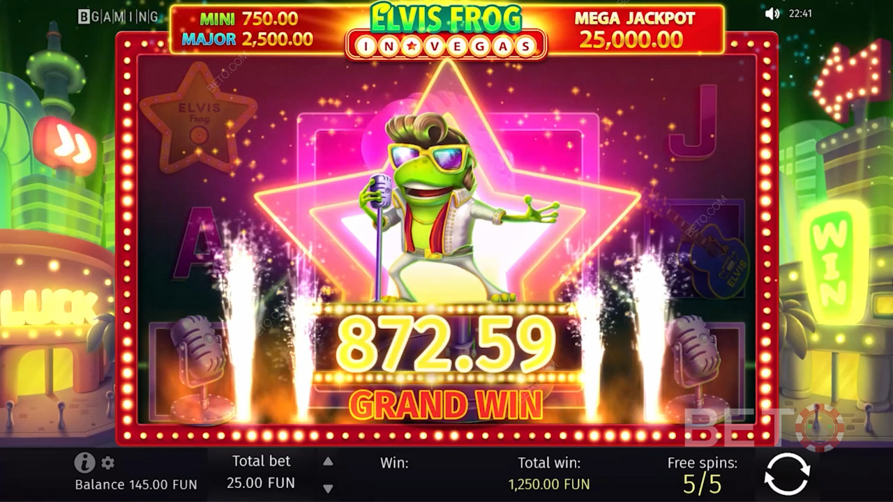 Elvis Frog in Vegas में कुछ बड़ी रकम जीतें