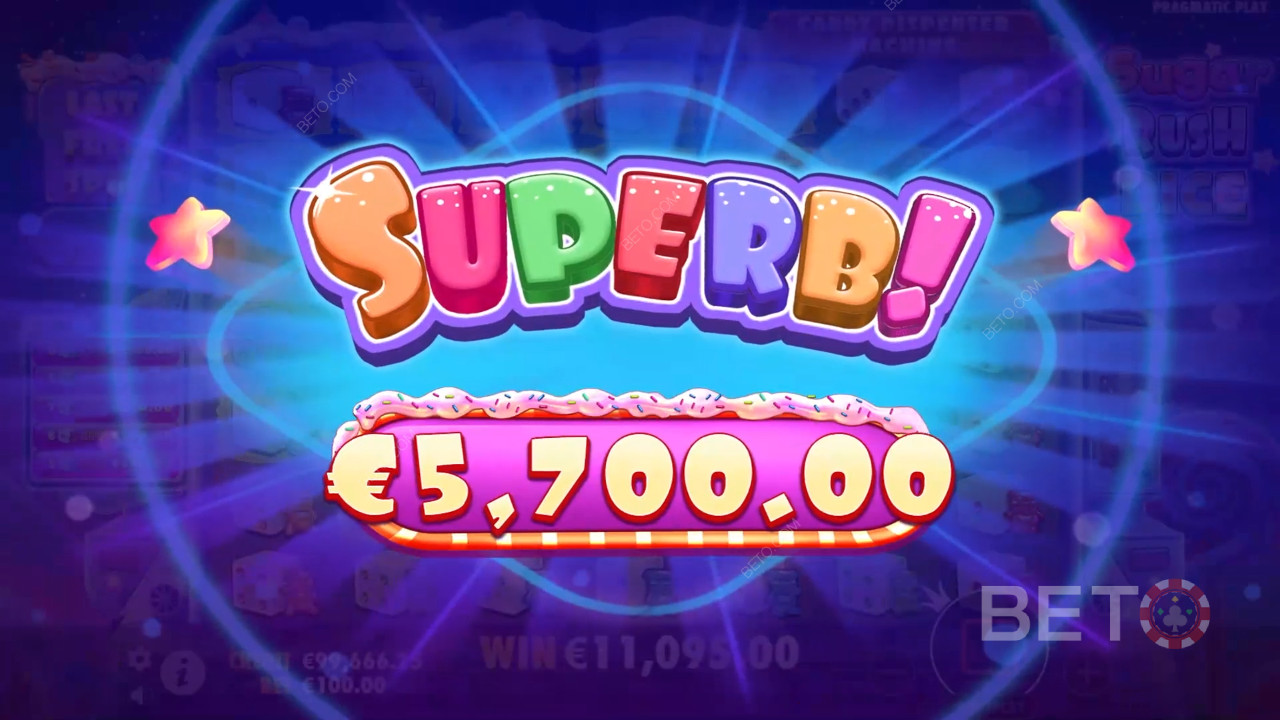 शुगर रश डाइस वीडियो स्लॉट में अपनी शर्त का 5,000 गुना जीतें!