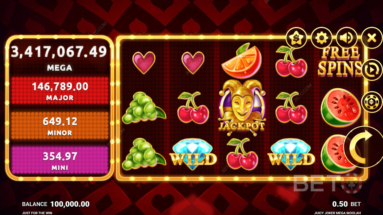 Juicy Joker Mega Moolah में कई जैकपॉट