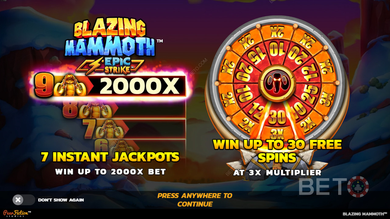 Blazing Mammoth स्लॉट मशीन में अपनी शर्त का 2,000 गुना तक जीतें